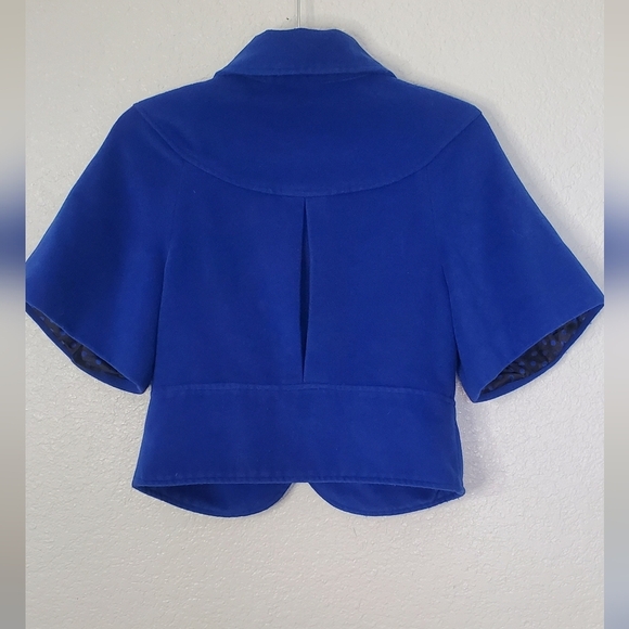Alice Temperly Royal Blue Wool Blend Cropped Jacket Cape Coat Ruffled Sz Medium - Picture 5 of 9